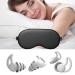 Sleep Ear Plugs Set with Noise Cancelling Snoring Blocking Noise Reduction - Plus Sleep Eye Mask and Reusable Silicone Ear Plugs (2 Pairs Grey)