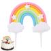 Miralith Safe Rainbow Cake Topper Easy to Clean Happy Birthday Cake Topper for Birthday Little Princess Party Anniversary Cake Dream Rainbow Cake decorating for Children