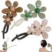 Retro Flower Duckbill Straight Clips Retro Flower Hairpin and Straight Clip Elegant Flower Flat Strong Hold Matte Claw Hair Clips Non-Slip Cute Decorative Hair Clips (one size 3PCS-C) 1 count (Pack of 3) 3pcs-c