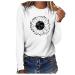 tsaChick Women's Oversized Sweatshirt Clearance Autumn Winter Slim Sunflower Long Sleeve Shirt S-XXL Custom Hoodie Female Crew Neck Knit Overall Women's Hoodies WYF45 White 106 S
