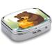 Portable Pill Box Bear Eats Honey - 2 Compartment Metal Pill Organizer for Pocket & Purse | Decorative Medicine Case - Buy Online on GoSupps.com