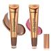 Paminify Contour Beauty Wand Liquid Blush Wand Face Contouring with Cushion Applicator Nourishing Bronzer Stick Natural Finish Cream Contour Stick Cruelty-free Medium Contour+Cheery Pink Blush Medium Contour Wand+Cheery ...