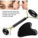 Candeon Roller Massage Set 2pcs Natural Obsidian Double-End Roller & Scraping Board Kit | Perfect Massage Gift Tool for Glowing Skin - Buy Online on GoSupps.com