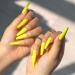 Sethain Glossy Ballerina False Nails Blue Pure Fake Nail Long Full Cover Coffin Press on Nails for Women and Girls (Yellow) - Buy Online on GoSupps.com