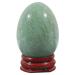 Ladeukoi Stone Egg Figurines Polished Healing Crystal Easter Eggs Ball Sculpture with Wooden Stand 45mm Tall Green Aventurine