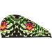 Blooming Cactus Flower Coral Velvet Dry Hair Cap with Buttons - Anti Frizz for Curly Long & Thick Hair - Black - Buy Online on GoSupps.com