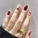 Brishow Christmas False Nails Snow Elk Press on Nails Red Stick on Nails Short Square Fake Nails Full Cover 24pcs for Women and Girls (7)