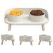 Elevated Cat Food Bowls, Ceramics Dog Cat Water Bowls Stand with No-Spill Design,3 Adjustable Heights Anti Vomiting cat Bowl,5 inches Ceramic Bowl for Medium and Small Size Dog Cats White