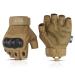 Glove Station- Fingerless Knuckle Tactical Gloves for Men - Motorcycle Gloves for Tactical Shooting, Airsoft, Hunting, Police Work and Hiking Tan Medium