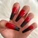Yheakne extra long coffin ombre art nail shiny ballerina artificial nail French color gradient clip-on-nails art full cover acrylic nails for women and girls 24 pieces (style d)