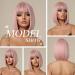 OUFEI Pink Bob Wig With Bangs Short Straight Wig For Women Synthetic Hair Wigs for Daily Party Cosplay Wear Pink(1059-1) - Buy Online on GoSupps.com