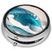 Cartoon Blue Sea Pill Box - 3 Compartment Round Organizer for Travel - Portable Travel Pill Holder - Buy Online on GoSupps.com