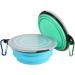 SLSON Dog Bowls 2 Pack with Cover Lids | Portable Pet Travel Bowls for Dogs and Cats | Collapsible & Foldable | Small Size, Light Blue/Green - Buy Online on GoSupps.com