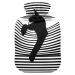 Heat bottle with reference 1 l of durable warm-up bag for hand feet shoulder and neck pain cramps heating press and heat therapy pattern of the black cat black striped