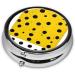 Mustard Yellow & Black Round Pill Box | 3 Compartment Portable Travel Organizer for Vitamins & Medications - Buy Online on GoSupps.com