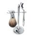 HRTC men's shaving brush pure natural roof hair silver-chrome handle holder male 3-layer razor blade rasier brush set simply 10x16.5cm silver