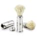 Safety Razor 100% Pure white Badger Full Size Travel Shave Brush - Brushed Aluminum Shaving Brush for Home Travel