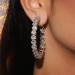 Shop Jumwrit Shiny Big Hoop Rhinestone Earrings | Sparkle Silver Crystal Long Dangle Drop Statement Jewelry for Women - Buy Online on GoSupps.com