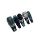 KEMKEY Handmade Wear Nails Dark Dark Green Vintage Sense Of Nail Long(Large) 1 count (Pack of 1)