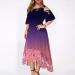 Plus Size Summer Dress for Women - Gradient Print, Lace Detail, Short Sleeve, Loose Fit - 3X-Large Purple - Buy Online on GoSupps.com