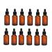 12pcs 20ml 0.67oz empty refillable amber glass essential oil bottle vial container with glass pipette dropper