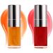 Lip Glow Oil Set  2 Pcs Comforts Plumping Lip Oil  Refreshes Hydrating Lip Gloss Oil  Non-sticky Lip Plumper Gloss  Nourishing Lip Oil Tinted Lip Balm Lip Care  Soothes Tinted Lip Oil For Dry Lip (01Honey & 03Cherry)