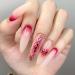 DeryArcle 24 Nails Press On Nails Halloween Long False Nail Almond Shape Fake Nails Bling Glossy Stick On Nails Pink 3D Artificial Nails Glitter for Women and Girls