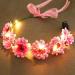 Edary LED Flower Headbands Crown Light Up Hair Wreath Headband Bridal Floral Festival Headpiece Halloween Party Seaside Vacation Photo Headdress for Bride Women Girls (Pink)