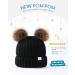 Satin-Lined Hat Hut Toddler Beanie with Pom Poms - Black | Winter Hats for Kids Boys Girls - One Size - Buy Online on GoSupps.com
