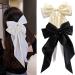 2PCS Silky Satin Big Hair Bows for Women Hair Ribbon Hair Clip French Hair Barrettes Long Tail Hair Bow Big Bowknot Hairpin Aesthetic Hairclips Simple Hair 90's Accessories (Black White) Black and White