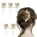 5 pieces wedding hairpins pearl bridal hairpins leaf flower rhinestone rhinestone gold brides hair parts gold hair parts women wedding for women girls for the bride bride