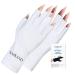 Saviland U V Gloves for Nails - UPF80+ High-tech Professional U V Gloves for Manicures  Anti UVA & UVB 999+ U V Gloves for Gel Nail Lamp Skin Care Fingerless Gloves Prevent Hands from U V Harm (White) B-white
