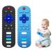 Silicone Baby Teething Toys Teething Toys for Babies 6-18 Months Remote Control Shape Teething Toys BPA Free (Black+Blue)