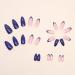 Justotry 24 Pcs Glitter Almond Navy Blue French False Nails - Medium Stiletto Stick on Nails with Nail Glue for Women - Nail Art Fake Nails - Buy Online on GoSupps.com