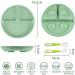Vicloon Baby Suction Plate Set | Non-Slip Silicone Weaning Plates for Toddlers | Divided Dishes for Self-Feeding | Fits Most Highchairs Trays | 3Pcs (Green/Pink/Blue) - Buy Online on GoSupps.com