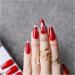 Christmas Reindeer Fake Nail Patches - Hand Painted Red 3D Acrylic Crystal Tips - Buy Online on GoSupps.com