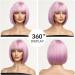 OUFEI Pink Purple Wigs for Women Short Wavy Wig With Bangs Natural Synthetic Hair Heat Resistant Wigs for Daily Party Cosplay Wear - Buy Online on GoSupps.com