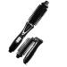Mini Collaspe Hair Curler Tangle-Free Curling Iron Brush and Volumizer Dual Voltage Travel-Friendly Tourmaline Ceramic Ionic Hot Brush Styling Wand (Black)