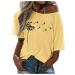 Ppanguding Women Good T-Shirt Summer Mode Off Shoulder Rainbow Bring on the Sunshine Pattern Shirt Shirt Short Low Tops Blouse Graphics Print Tea Tops L Yellow-D