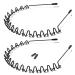 UMUACCAN Metal Hair Bands for Men 2 Packs Women Headband Black Wavy Spring Sport Headbands Elastic Non-Slip Fashion Unisex Hair Hoop Clips Headwear Accessories
