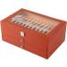 Pen Display case 3-Layer Fountain Pen Display Box 36 Slot Pen Storage Box PU Leather Glass Cover Modern Fashion Fountain Pen Collection Box Display Gifts Available in Two Options (Color : 36 Slot 36 Slot Orange