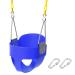 High Back Full Bucket Toddler Swing Seat with Yellow Plastic Coated Swing Chains Fully Assembled Swing Basket with Snap Hook - Heavy-Duty Swing Baby Seat Blue