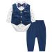 mintgreen Baby Boys Formal Outfit 3 Pieces Newborn Gentleman Wedding Tuxedo Bodysuit + Waistcoat + Trousers Navy Blue 18-24 Months