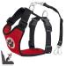 Eyin dog harness with seat belt for car 2 carabin hooks-combined with seat belt buckle child safety seat or trunk adjustable breathable dishes (red m) red M