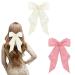 FEXPDL Pack of 2 Hair Bows for Women Pink Bow Hair Clip White Hair Clips for Girls Solid Color Large Bowknot Hairpin Hair Clip Satin Hair Bow Black+PINK