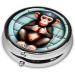 Silent Monkey Portable Metal Pill Box - Round Mini 3-Compartment Travel Container | Hinged Design for Small Pills - Black - Buy Online on GoSupps.com