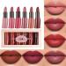 Beliky Girl 6 Colors Matte Lipstick Set Velvety Curved Lipstick Long Lasting Waterproof Non-Sticky Tumbler Sexy Nude Lipstick Makeup Set