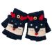 Unisex Kids Winter Warm Soft Gloves Thermal Flip Top Gloves Cute Cartoon Animal Fox Half Finger Gloves Convertible Fingerless Mittens Biking Cycling Gloves for 2-8Y Baby Girls Boys Toddler Navy