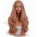 Xingyu 22 Rose Gold Pink Synthetic Lace Front Wig - Wavy Pastel Pink Replacement Wig for Women | Natural Looking High-Temperature Hair for Parties - Buy Online on GoSupps.com