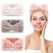 3 Pack - Spa Headband For Washing Face Makeup Holds Hair Women Face Wash Band Skincare Bowtie Beauty Band (White Pink Gray)